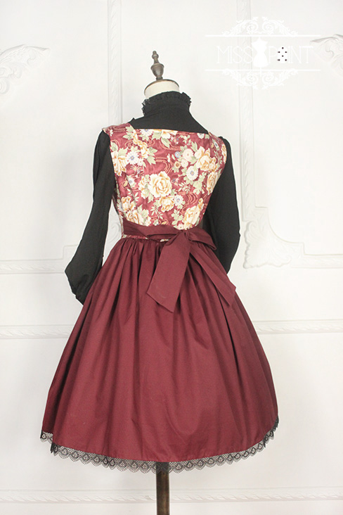 Vintage Qi Miss Point Lolita JSK with Hibiscus Pattern