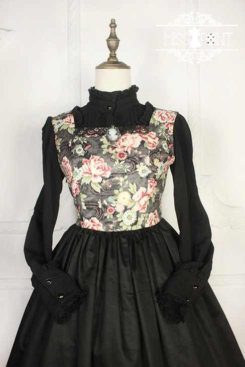 Vintage Qi Miss Point Lolita JSK with Hibiscus Pattern