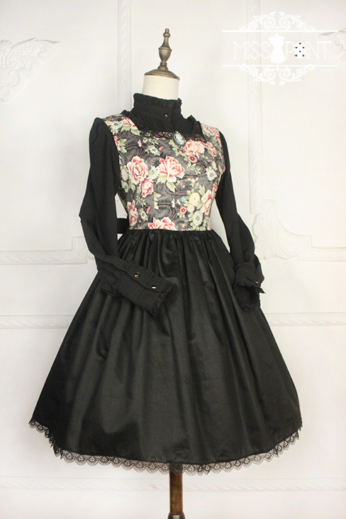 Vintage Qi Miss Point Lolita JSK with Hibiscus Pattern