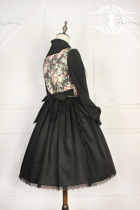 Vintage Qi Miss Point Lolita JSK with Hibiscus Pattern