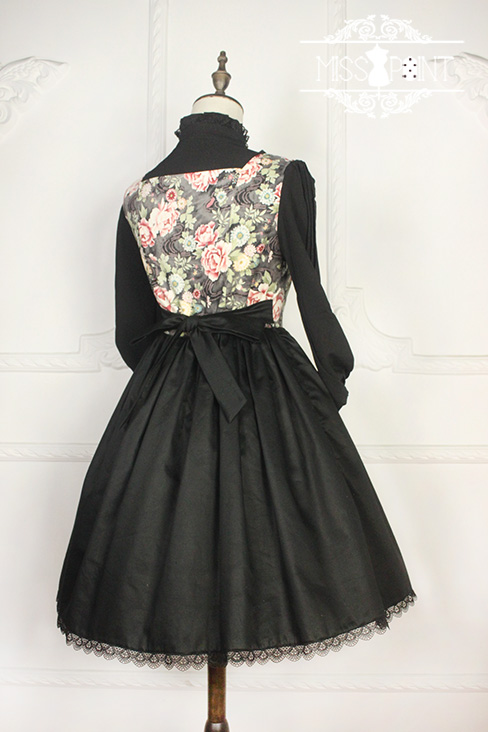 Vintage Qi Miss Point Lolita JSK with Hibiscus Pattern