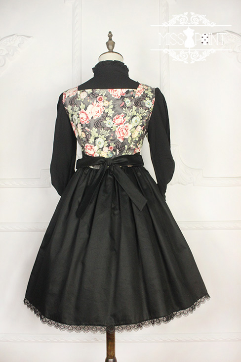Vintage Qi Miss Point Lolita JSK with Hibiscus Pattern