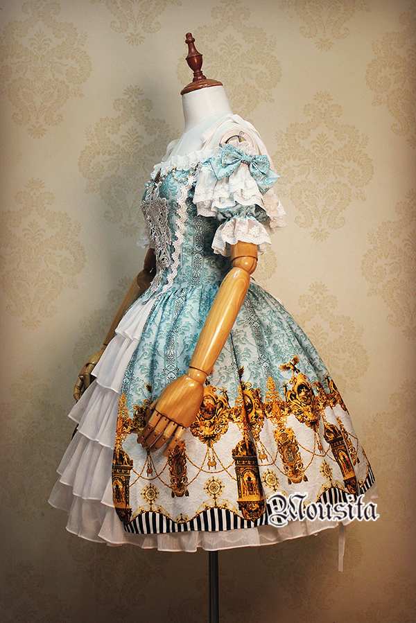 Classical Palace Sculpture Printing Mousita Two-piece Lolita Dress OP