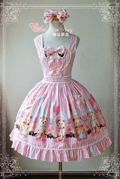 Balloon Bear Sweet Printed Magic Tea Party Lolita JSK