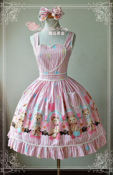 Balloon Bear Sweet Printed Magic Tea Party Lolita JSK