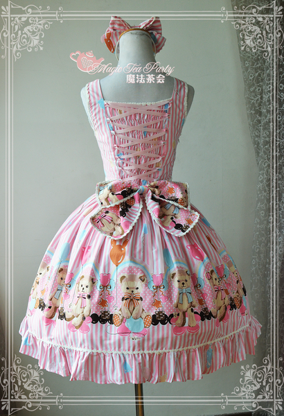 Balloon Bear Sweet Printed Magic Tea Party Lolita JSK