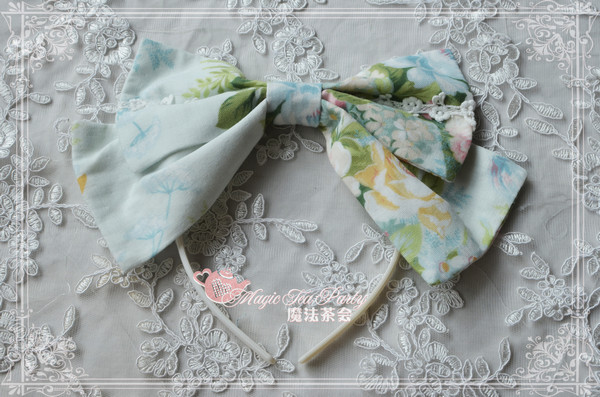 Liz Crowe Flower Print Magic Tea Party Lolita Headbow