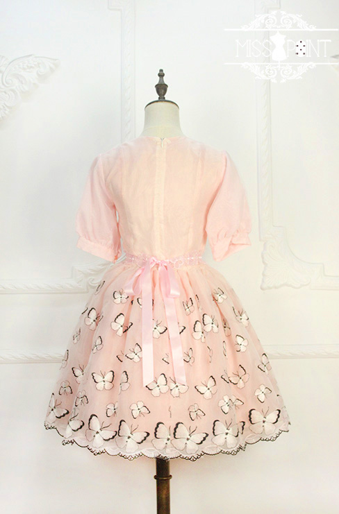 Dream of the Butterfly Sweet Babydoll Style Embroidery Miss Point Lolita OP Dress