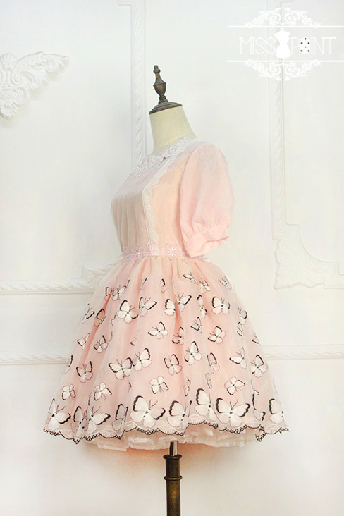 Dream of the Butterfly Sweet Babydoll Style Embroidery Miss Point Lolita OP Dress