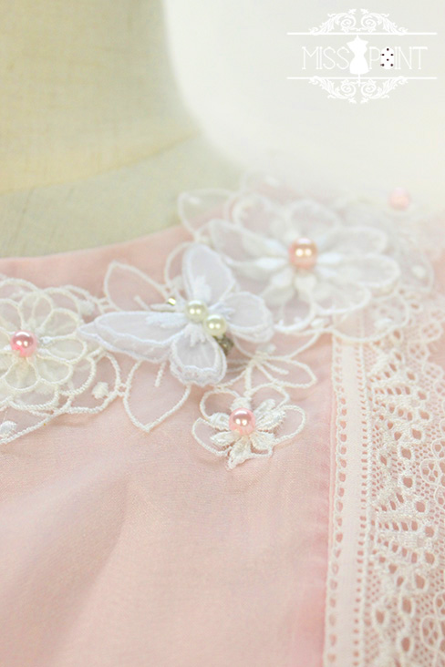 Dream of the Butterfly Sweet Babydoll Style Embroidery Miss Point Lolita OP Dress