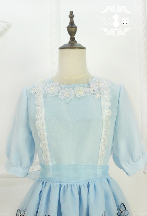 Dream of the Butterfly Sweet Babydoll Style Embroidery Miss Point Lolita OP Dress