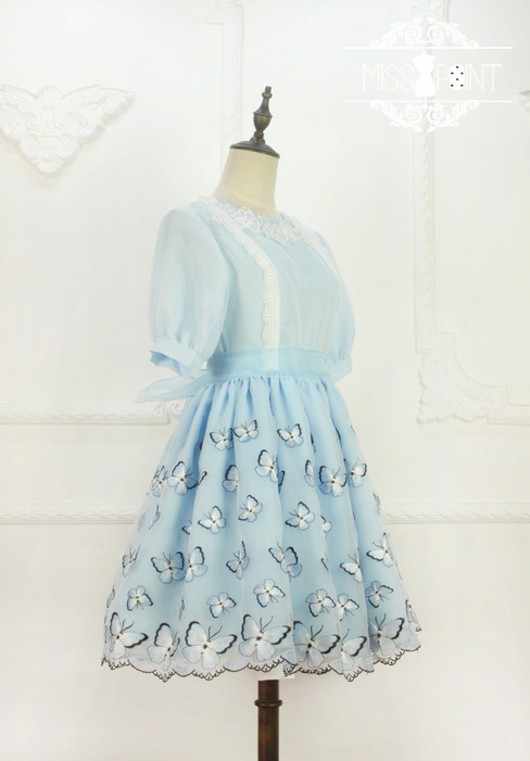 Dream of the Butterfly Sweet Babydoll Style Embroidery Miss Point Lolita OP Dress