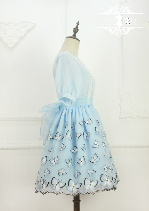 Dream of the Butterfly Sweet Babydoll Style Embroidery Miss Point Lolita OP Dress