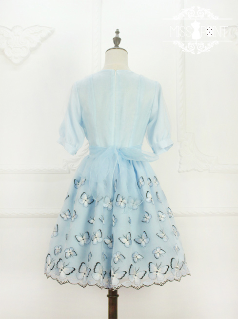 Dream of the Butterfly Sweet Babydoll Style Embroidery Miss Point Lolita OP Dress