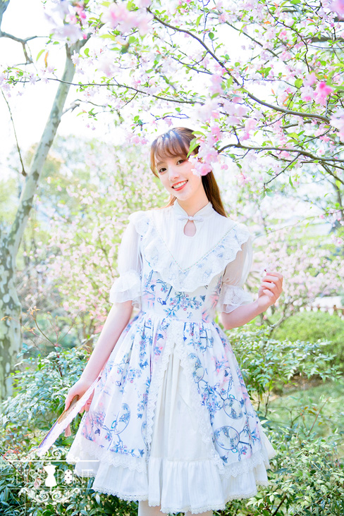 Interrupted Dream in the Garden Qi Miss Point Lolita OP Dress with Front Open Design