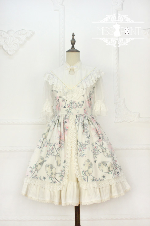 Interrupted Dream in the Garden Qi Miss Point Lolita OP Dress with Front Open Design