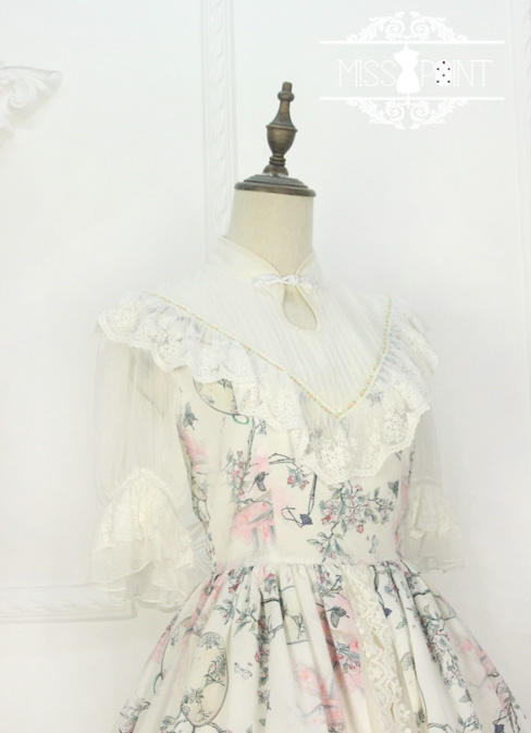 Interrupted Dream in the Garden Qi Miss Point Lolita OP Dress with Front Open Design