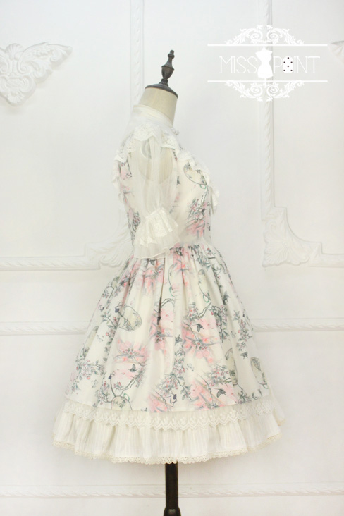 Interrupted Dream in the Garden Qi Miss Point Lolita OP Dress with Front Open Design