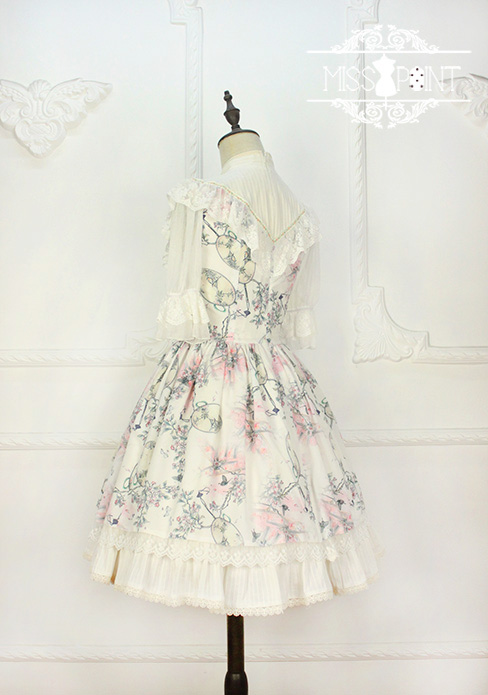 Interrupted Dream in the Garden Qi Miss Point Lolita OP Dress with Front Open Design