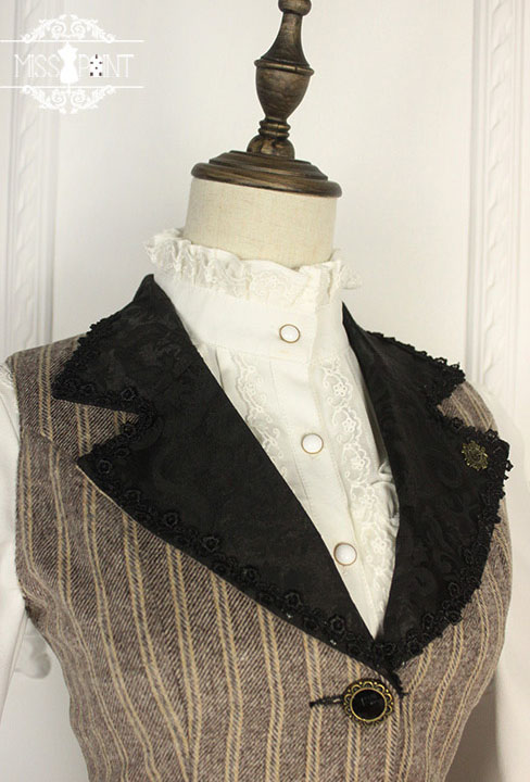 Vintage School Stripe Miss Point Lolita Vest and Skirt Set