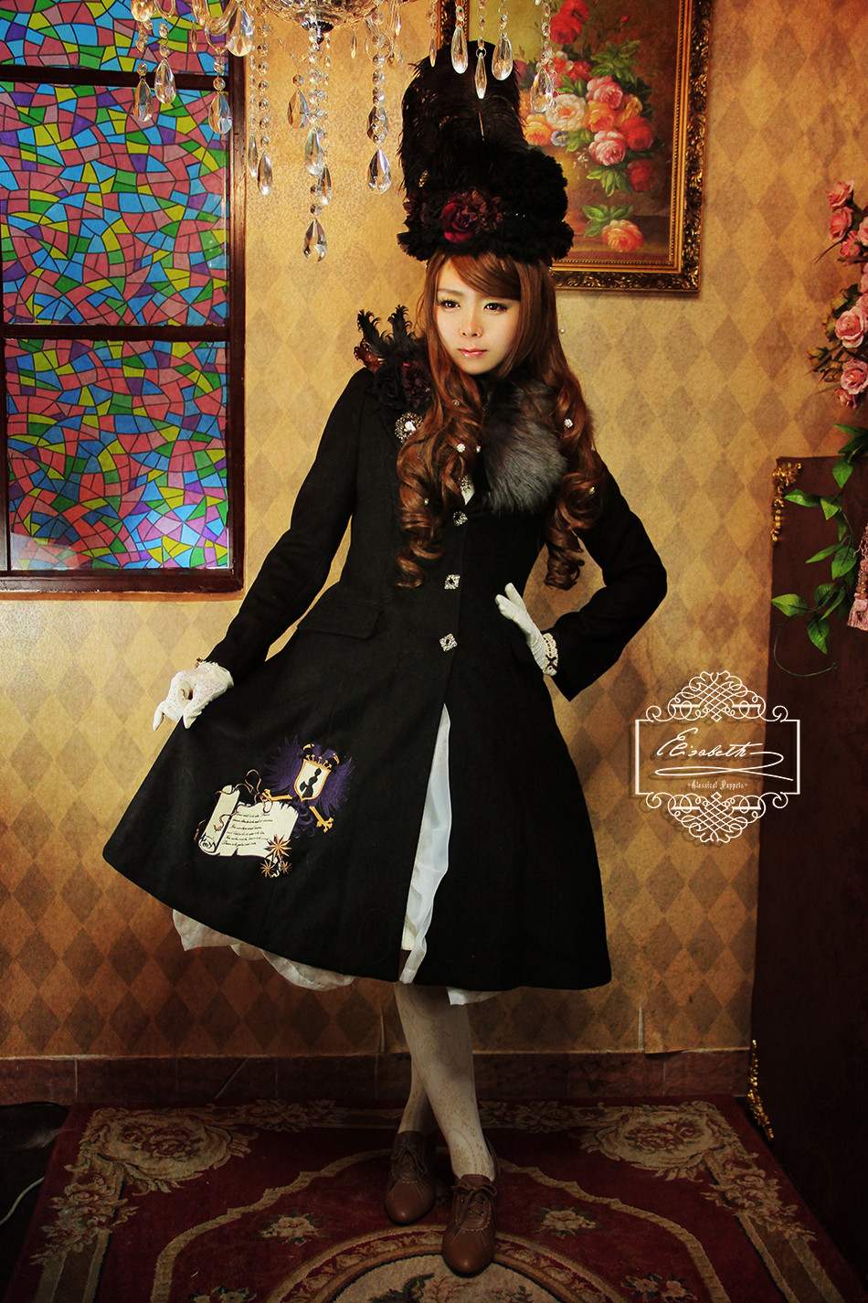 Elisabeth Embroidery Cashmere Classical Puppets Lolita Long Coat