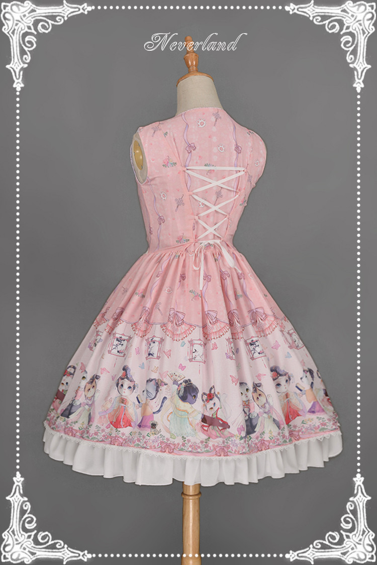 Chinese Cats\' Garden Party Qi Neverland Lolita Cape & OP Set