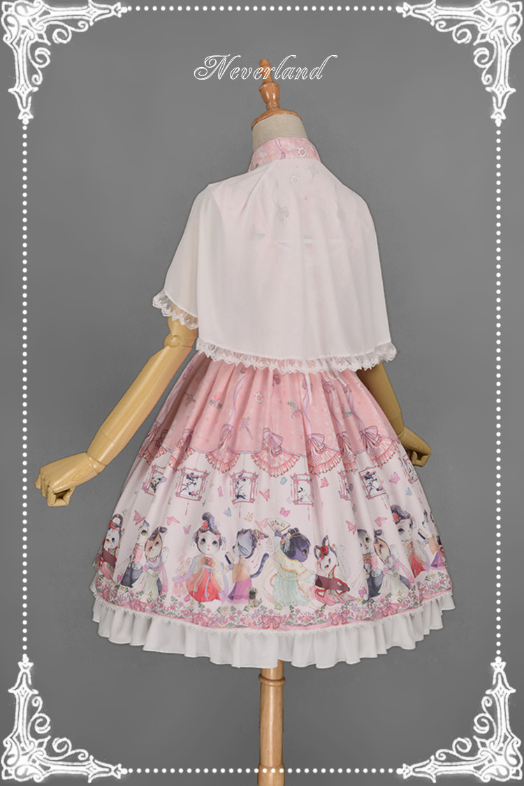 Chinese Cats\' Garden Party Qi Neverland Lolita Cape & OP Set