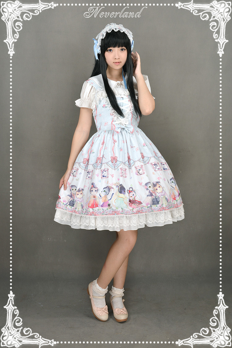 Chinese Cats\' Garden Party- Halter Neckline Neverland Lolita JSK