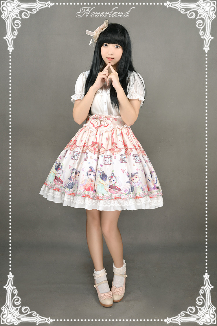 Chinese Cats Garden Party Neverland Lolita Skirt