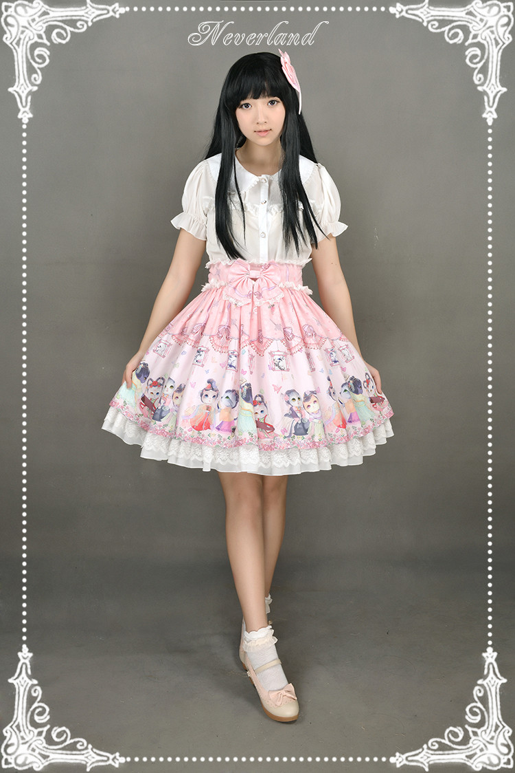 Chinese Cats Garden Party Neverland Lolita Skirt