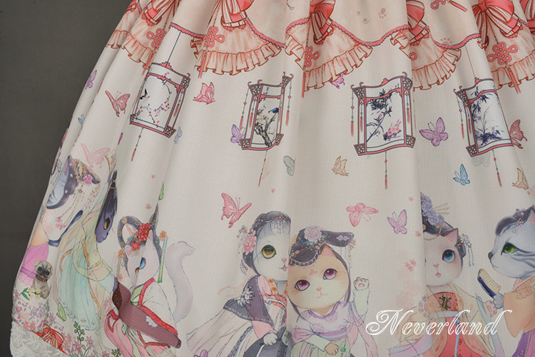 Chinese Cats Garden Party Neverland Lolita Skirt