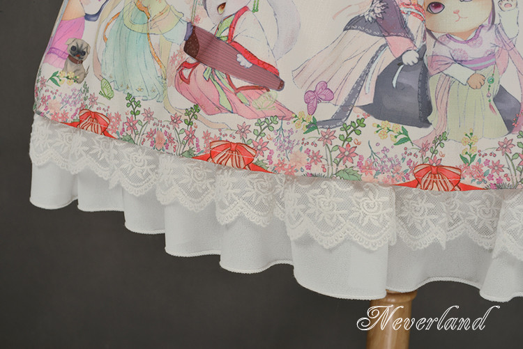 Chinese Cats Garden Party Neverland Lolita Skirt