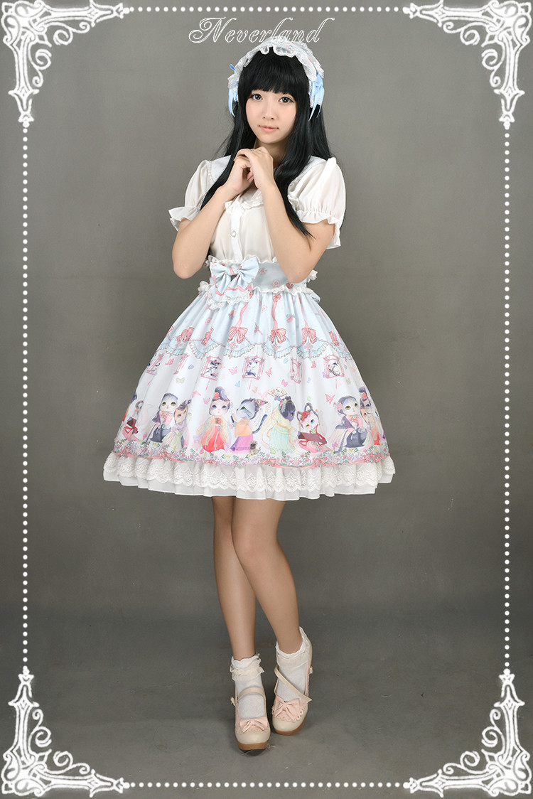 Chinese Cats Garden Party Neverland Lolita Skirt