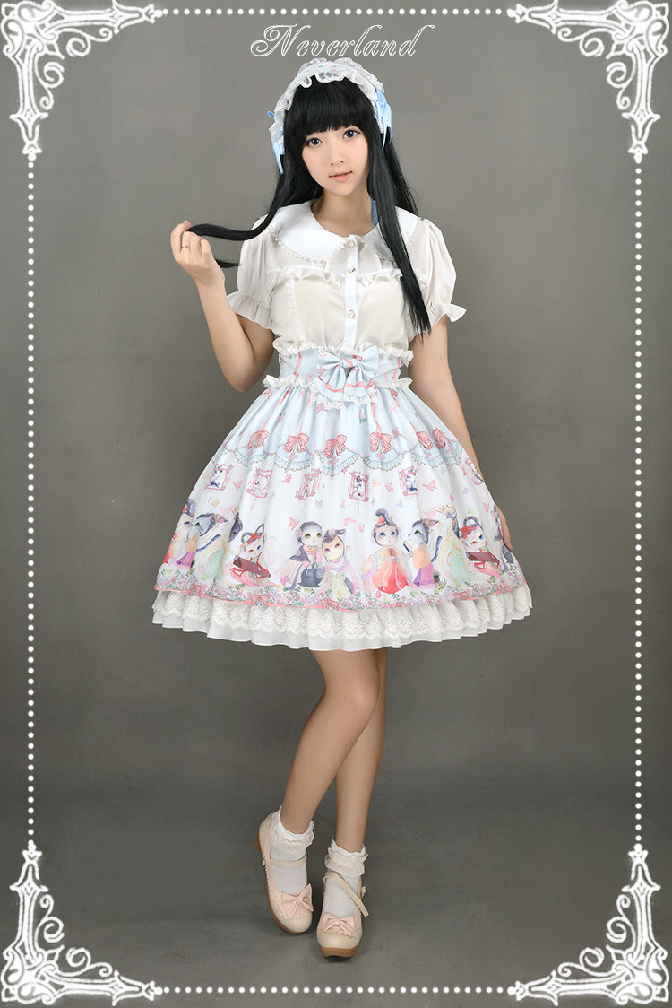 Chinese Cats Garden Party Neverland Lolita Skirt