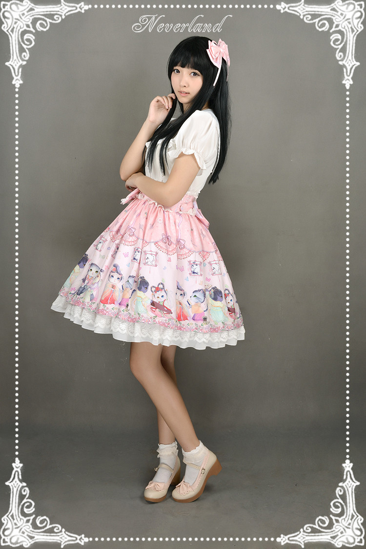 Chinese Cats Garden Party Neverland Lolita Skirt