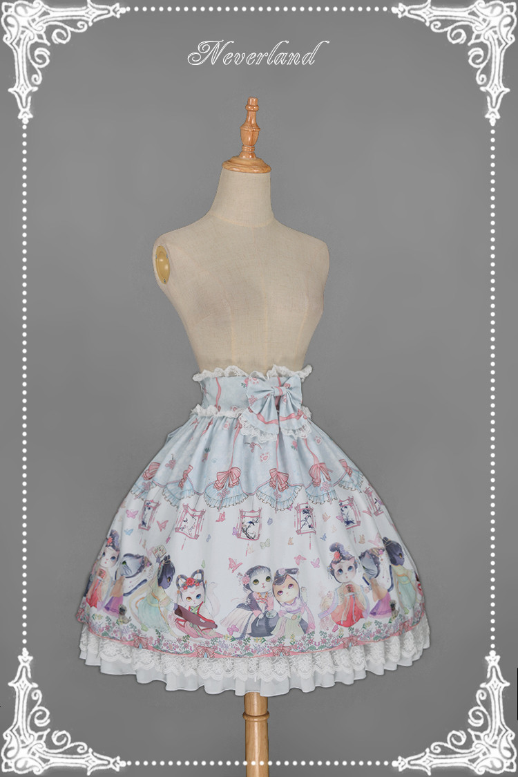 Chinese Cats Garden Party Neverland Lolita Skirt