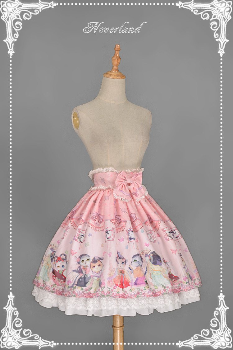 Chinese Cats Garden Party Neverland Lolita Skirt