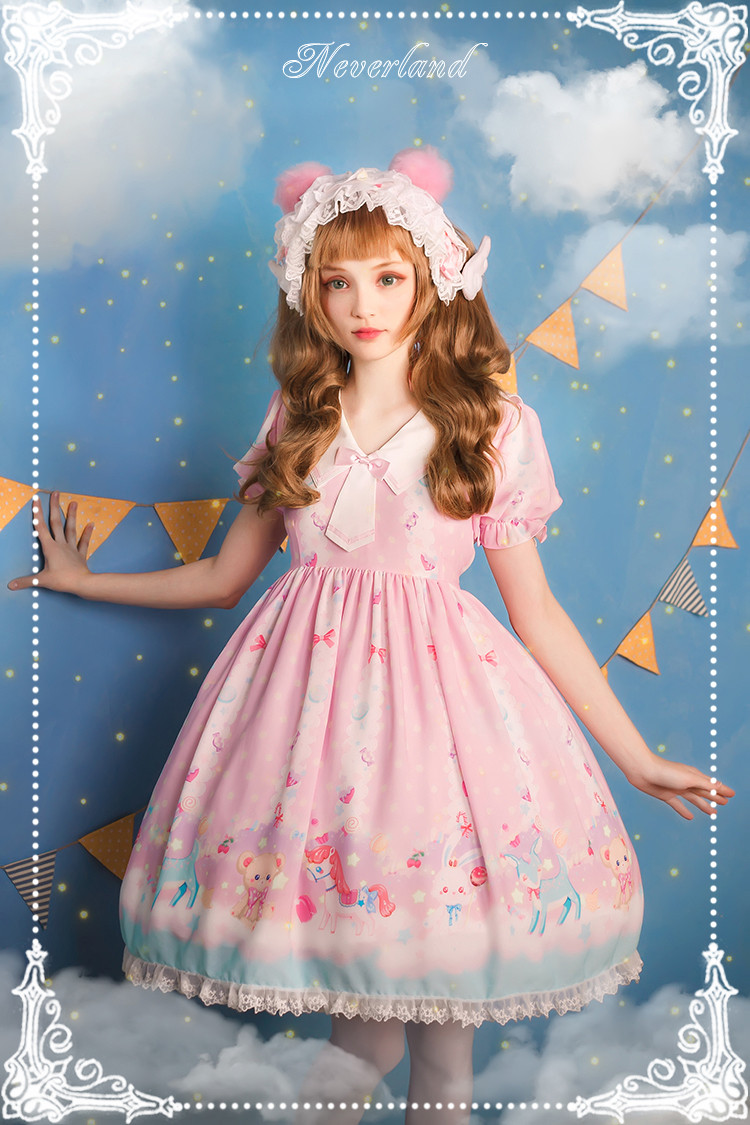 Candyland- Sailor Collar High Waist Neverland Lolita OP Dress