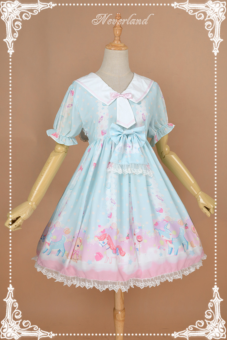 Candyland- Sailor Collar High Waist Neverland Lolita OP Dress