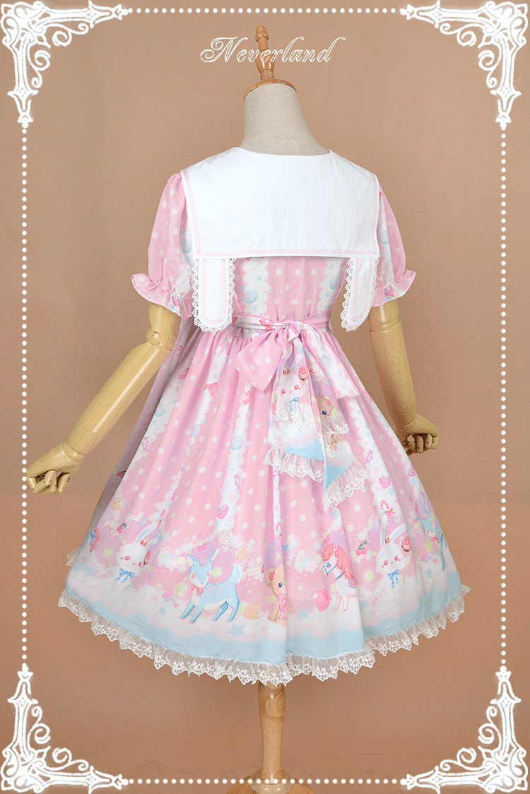 Candyland- Sailor Collar High Waist Neverland Lolita OP Dress