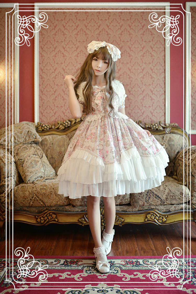 Antique Clock- Sweet Neverland Lolita Puff Sleeves OP Dress