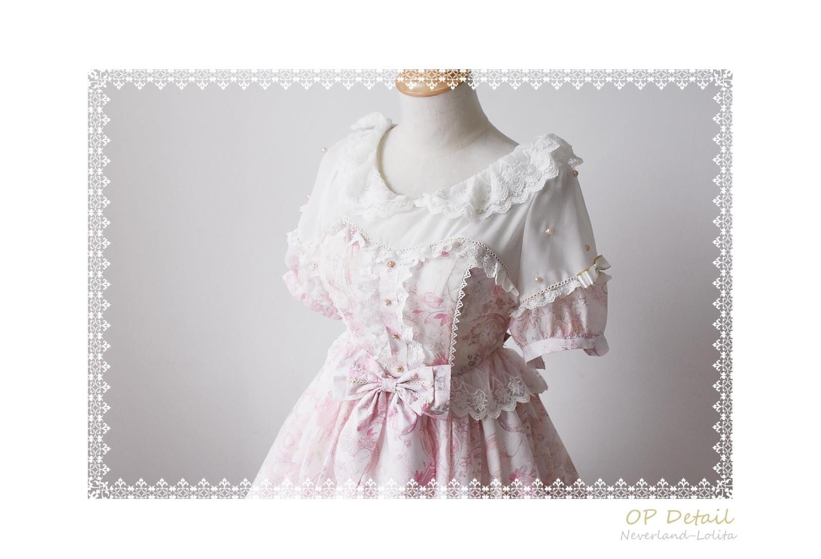 Antique Clock- Sweet Neverland Lolita Puff Sleeves OP Dress