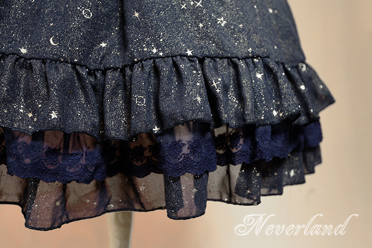 Fly Me to Polaris Gold Stamping Chiffon Neverland Lolita JSK