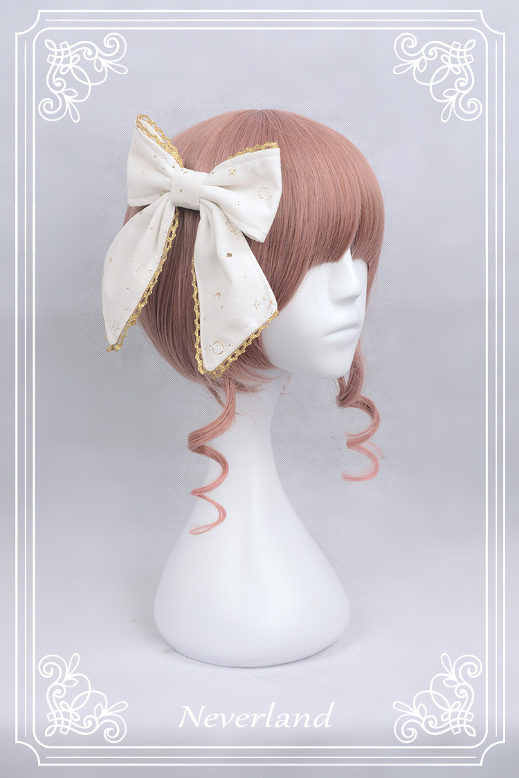 Fly Me to Polaris Gold Stamping Chiffon Neverland Lolita One Hairclip