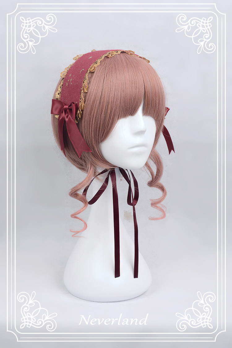 Fly Me to Polaris Gold Stamping Chiffon Neverland Lolita Headband