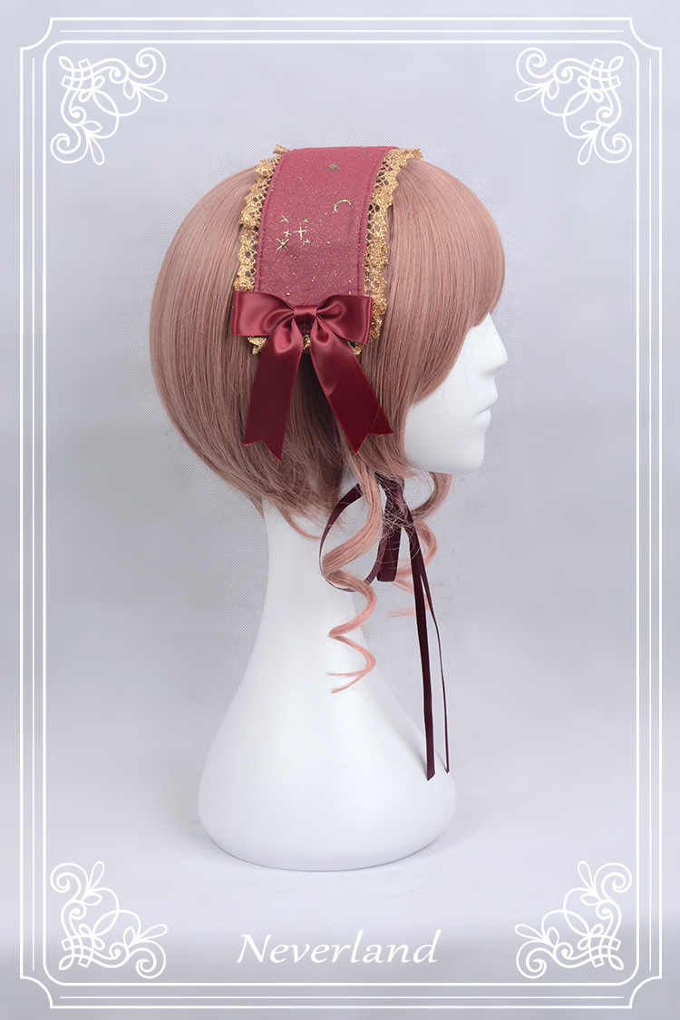 Fly Me to Polaris Gold Stamping Chiffon Neverland Lolita Headband