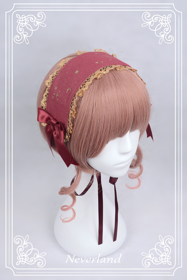 Fly Me to Polaris Gold Stamping Chiffon Neverland Lolita Headband