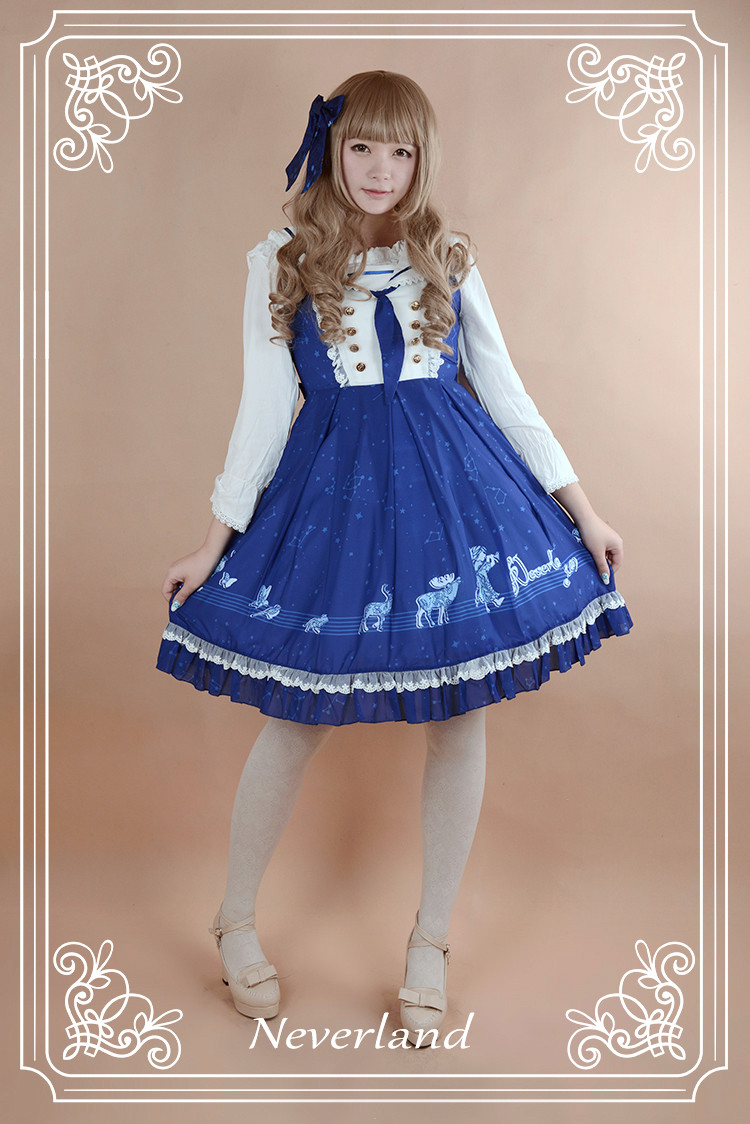 The Piper at Starry Night Sailor Style Neverland Lolita Jumper Dress