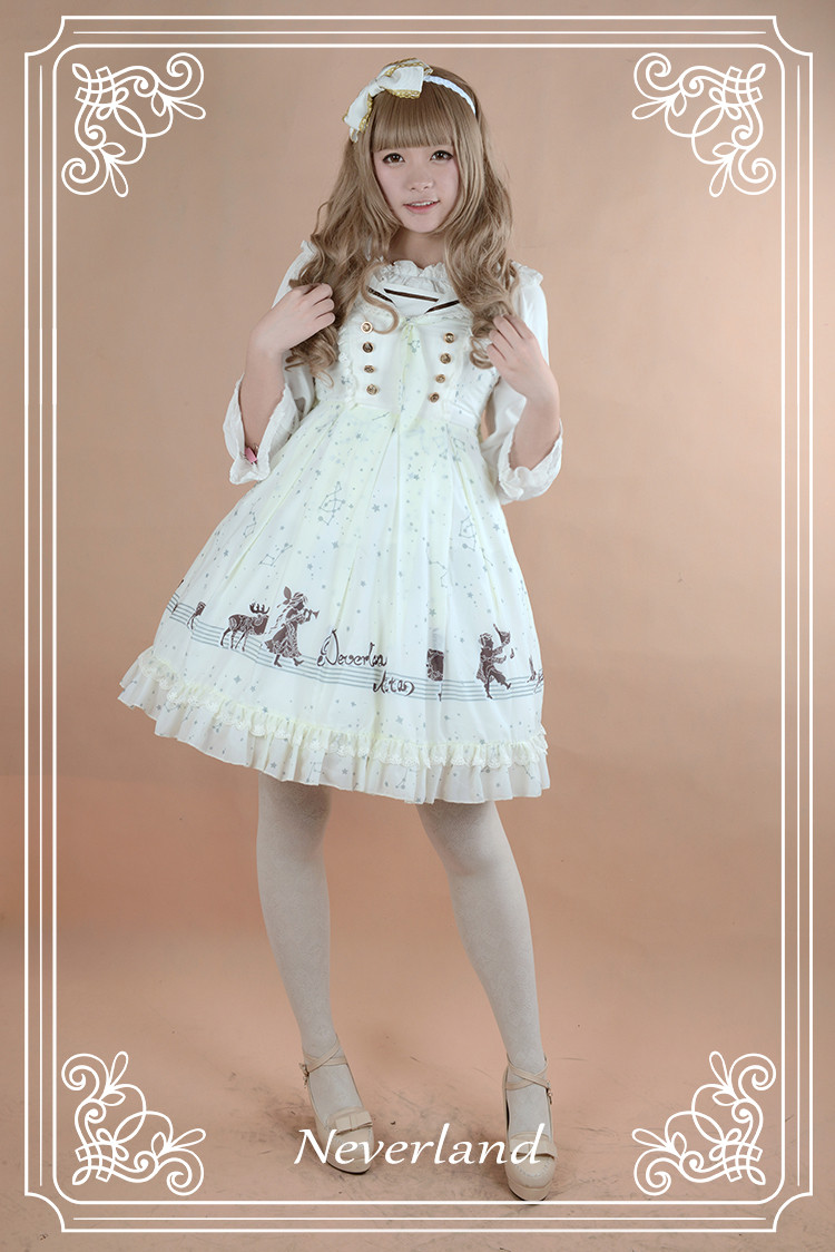 The Piper at Starry Night Sailor Style Neverland Lolita Jumper Dress