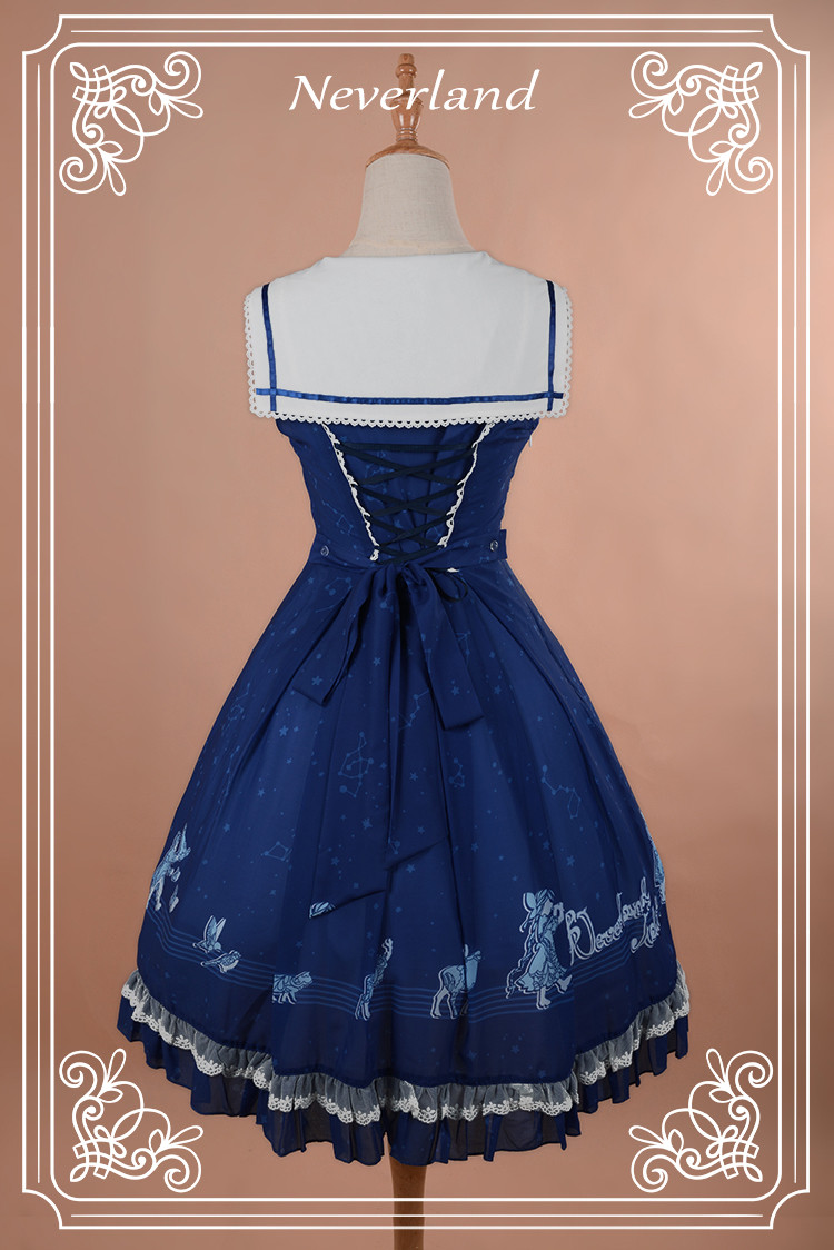 The Piper at Starry Night Sailor Style Neverland Lolita Jumper Dress